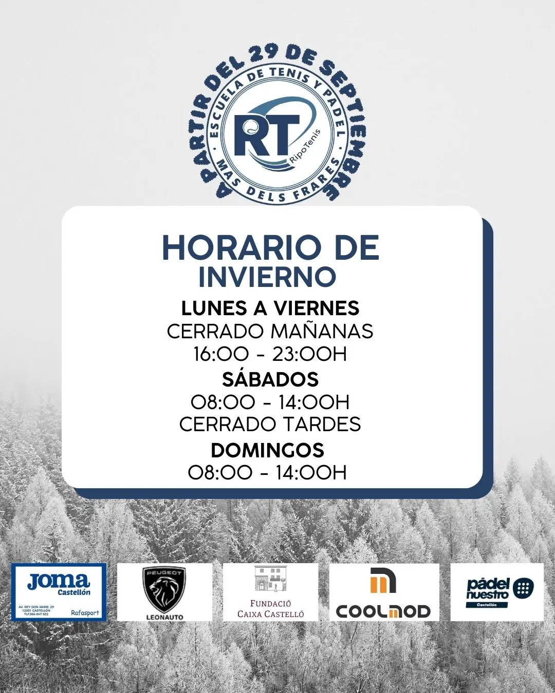 Cambiamos de horario a partir del 1 de septiembre